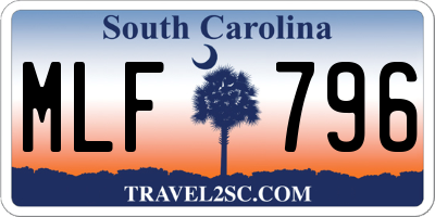 SC license plate MLF796