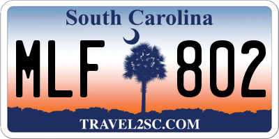 SC license plate MLF802