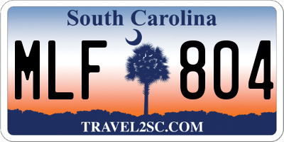 SC license plate MLF804