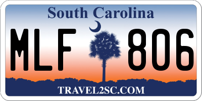 SC license plate MLF806