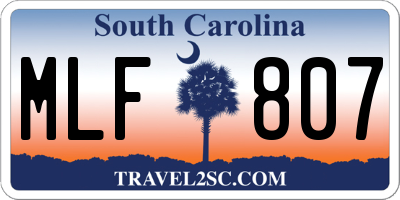 SC license plate MLF807