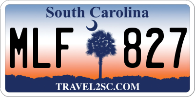 SC license plate MLF827