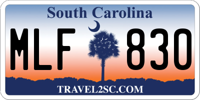 SC license plate MLF830