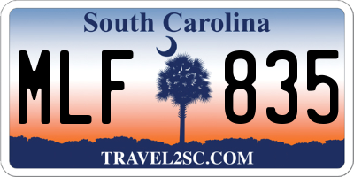 SC license plate MLF835