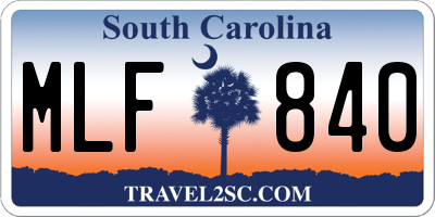 SC license plate MLF840