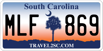 SC license plate MLF869