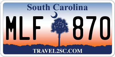 SC license plate MLF870