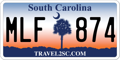 SC license plate MLF874