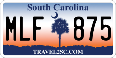 SC license plate MLF875