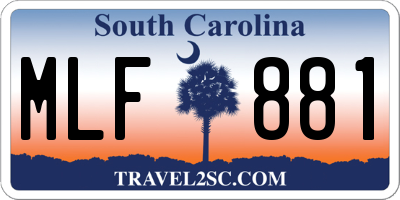 SC license plate MLF881