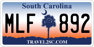 SC license plate MLF892