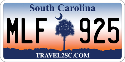 SC license plate MLF925