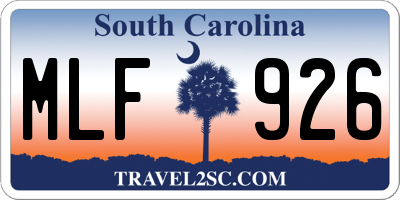 SC license plate MLF926