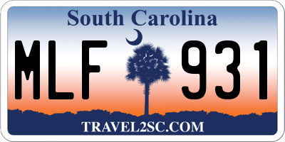 SC license plate MLF931