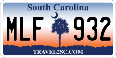 SC license plate MLF932