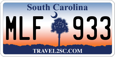 SC license plate MLF933