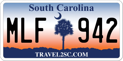 SC license plate MLF942