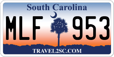 SC license plate MLF953