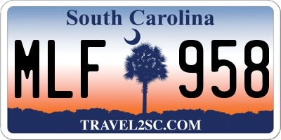 SC license plate MLF958