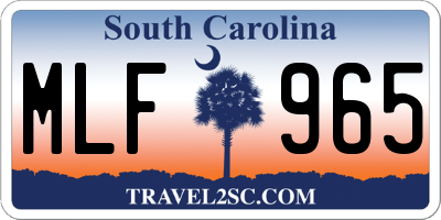 SC license plate MLF965