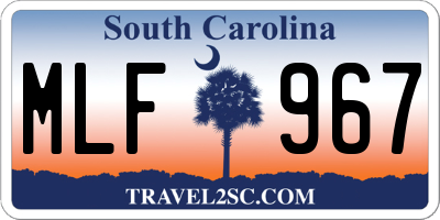 SC license plate MLF967