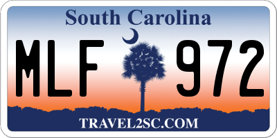 SC license plate MLF972
