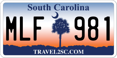SC license plate MLF981