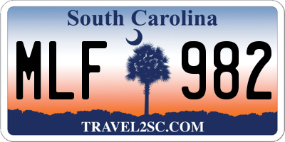 SC license plate MLF982