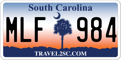 SC license plate MLF984