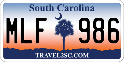 SC license plate MLF986