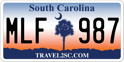 SC license plate MLF987