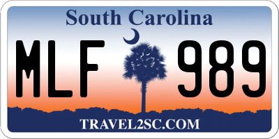 SC license plate MLF989