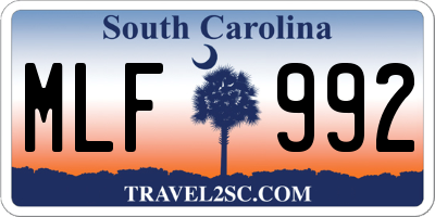 SC license plate MLF992