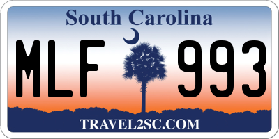 SC license plate MLF993
