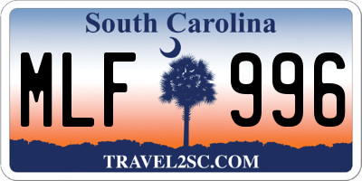 SC license plate MLF996