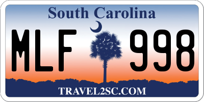 SC license plate MLF998