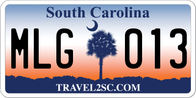 SC license plate MLG013