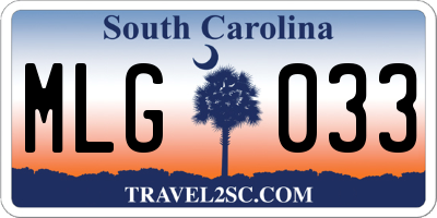 SC license plate MLG033