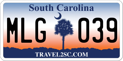 SC license plate MLG039