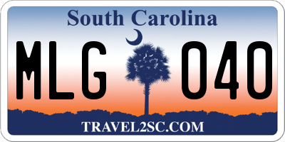 SC license plate MLG040