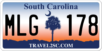 SC license plate MLG178
