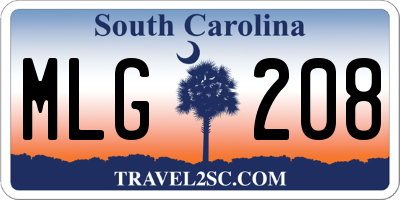 SC license plate MLG208