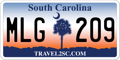 SC license plate MLG209