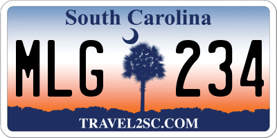 SC license plate MLG234