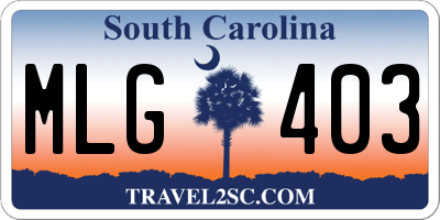 SC license plate MLG403