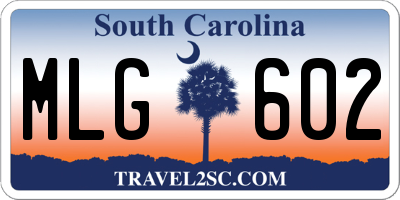 SC license plate MLG602