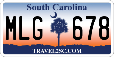 SC license plate MLG678