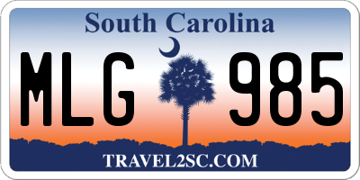 SC license plate MLG985