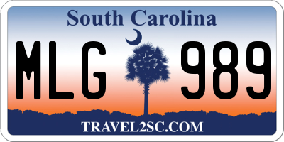 SC license plate MLG989