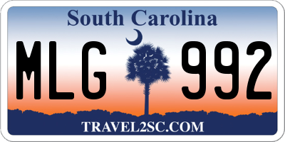 SC license plate MLG992